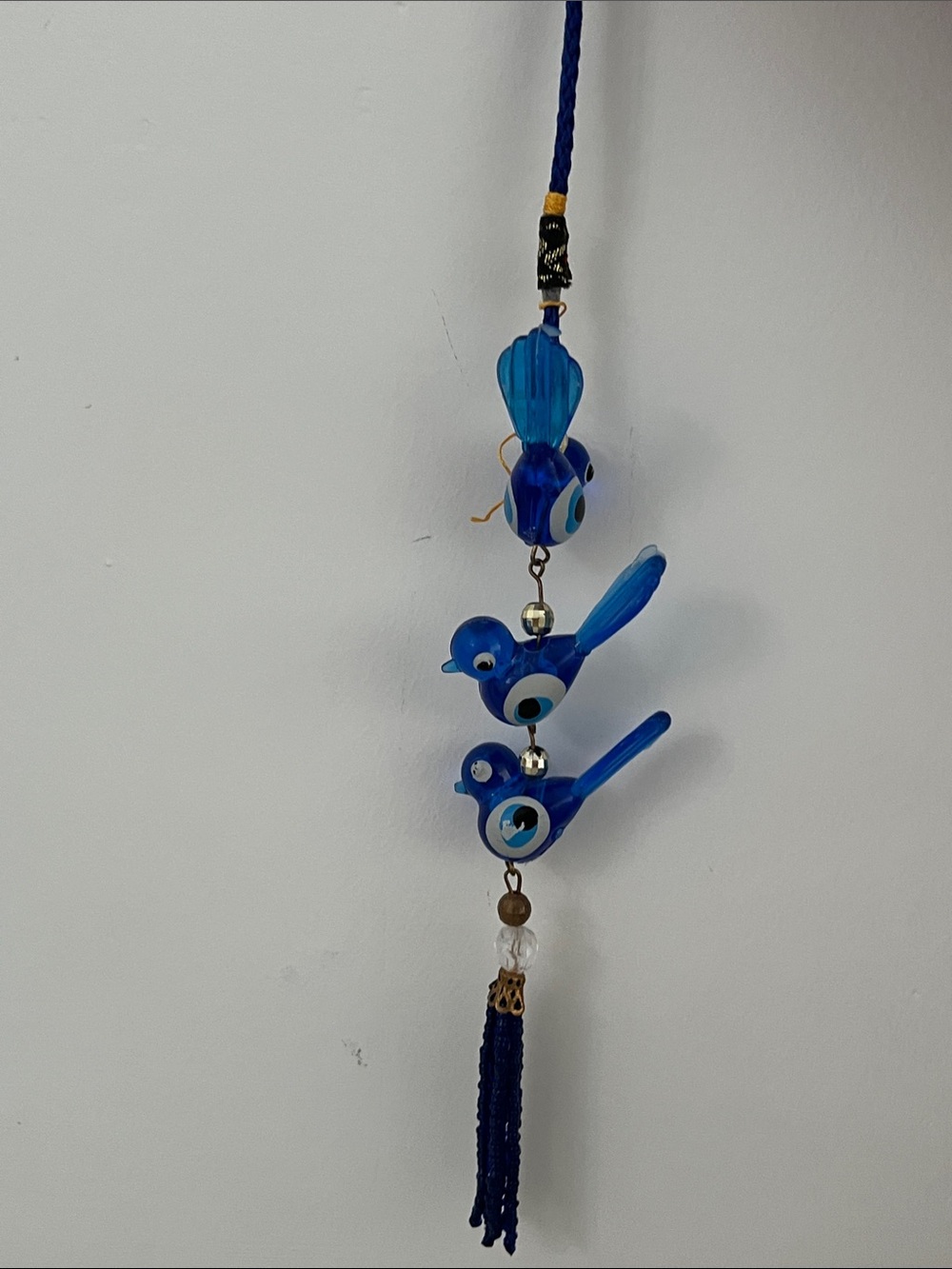 Blue Glass Bird Hanging Charm for Pets & Decor